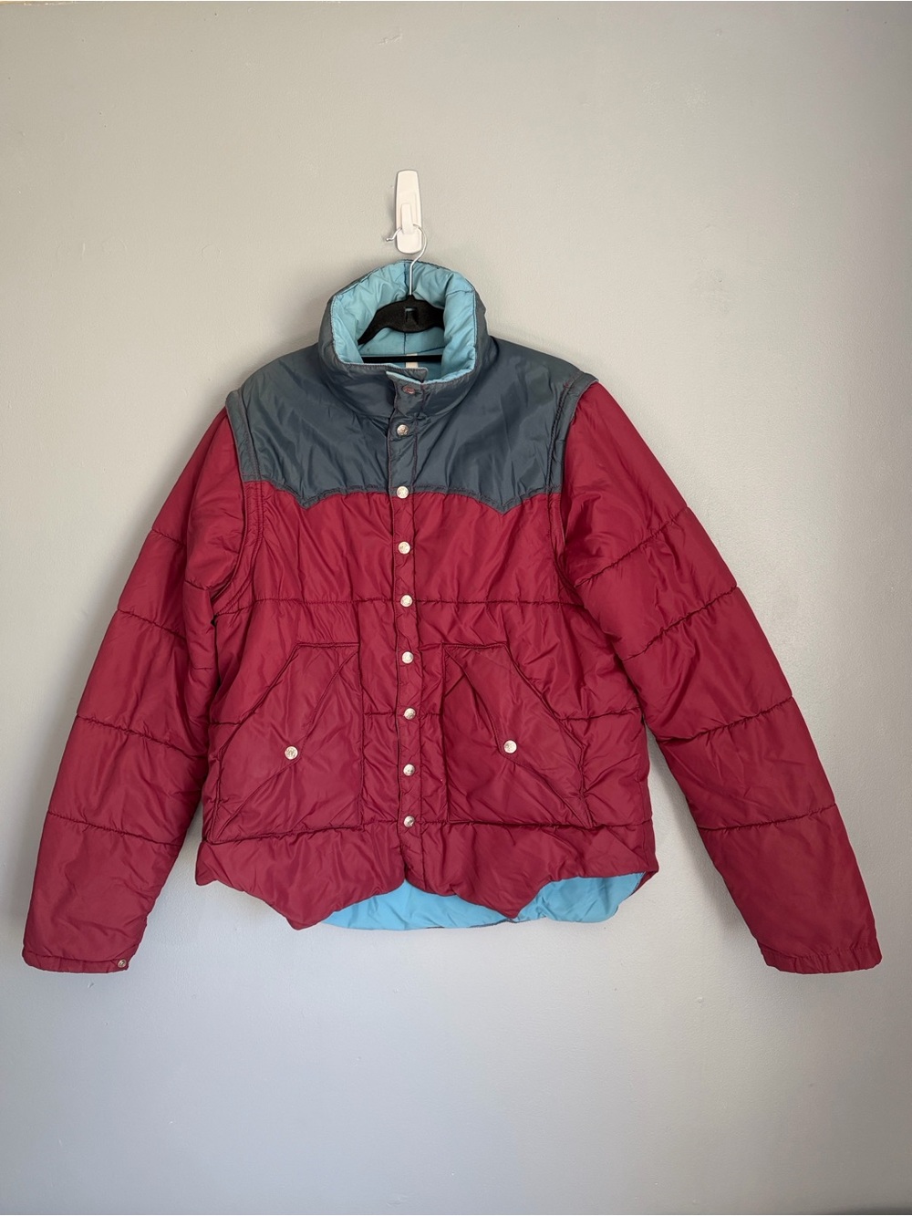 VTG Powderhorn Mountaineering 2-in-1 Convertible Puffer Jacket Vest Western